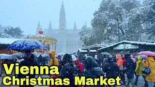 Vienna Christmas Market 2023 Rathausplatz  Heavy Snowfall [upl. by Ardnuaed]