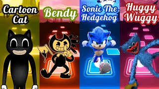 Cartoon Cat Vs Huggy Wuggy Vs Bendy Vs Sonic The Hedgehog Music Games Tiles Hop [upl. by Korb607]