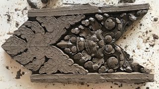 How to carve clay ornament pursuant ancient temples style in Cambodia [upl. by Ydnac]