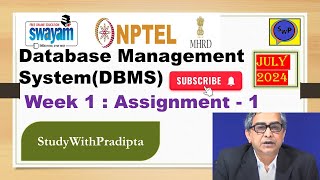 database management system week 1 assignment 1 nptel july 2024 solutions swayam [upl. by Narib]