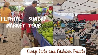 Fethiye Turkey Sunday Market Tour Cheap Eats and Fashion Treats [upl. by Yaj385]