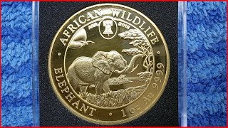 Gold Somalia Elephant 2019 design ANA Denver Privy Mark 2018 [upl. by Etteraj764]