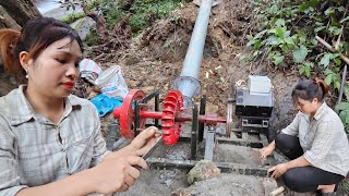 Girl installs 10kva generator compressor pipe on 40m high waterfall [upl. by Katha]