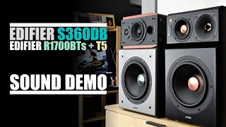 Edifier S360DB vs Edifier R1700BTs  T5 subwoofer  Sound Comparison [upl. by Hildick]