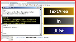 Java Tutorial How to Add JTextArea inside JList In Java Netbeans WITH SOURCE CODE [upl. by Rehpinnej409]