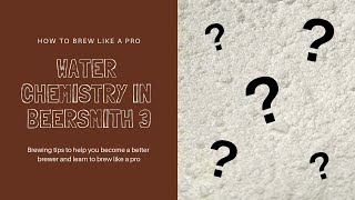 How to Brew Like a Pro  Water Chemistry in Beersmith [upl. by Swaine]