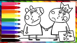 Drawing and Coloring Peppa Pig and Suzy Sheep Saying Goodbye 🐷😭🐑 Drawings for Kids amp toddlers [upl. by Acassej]