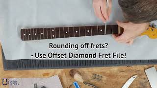 Frets are Crowned after Levelling  Offset Diamond Fret File [upl. by Mohammed]