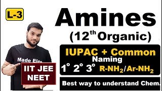 L3 Amine Nomenclature IUPAC  Common  NEET JEE  12th Organic  By Arvind Arora [upl. by Gittle]