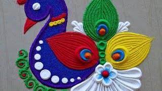 मोर वाली रंगोली डिजाइनpeacock rangoli designrangoli design [upl. by Leila]