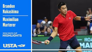 Brandon Nakashima vs Maximilian Marterer Highlights  USA vs Germany  2024 Davis Cup [upl. by Anerak]