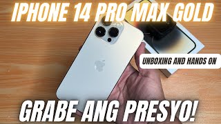 IPHONE 14 PRO MAX GOLD 128GB UNBOXING AND HANDS ON  SAKIT SA MATA NG PRESYO NITO [upl. by Merdith85]