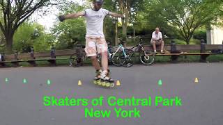 Skaters of Central Park New York slalom freestyle tricks cones rollerblading roller blade [upl. by Frants]