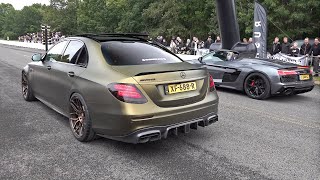 BRABUS MercedesAMG E63 S 4Matic vs Audi R8 V10 Spyder Performance [upl. by Enilekcaj]