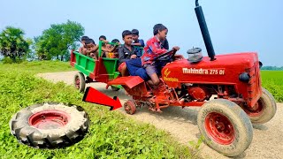 The wheels of our tractor came off and fell into the drain  Mini Mahindra Tractor  Tractor Video [upl. by Ahsitnauq]