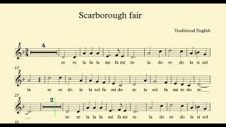 SCARBOROUGH FAIR  Traditional English  Spartito facile  Flauto  Violino  Play along [upl. by Elata]