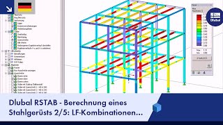 Dlubal RSTAB  Berechnung eines Stahlgerüsts 25 LFKombinationen nach EC 3 [upl. by Lucina]