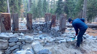 I Built a STONE amp WOOD Survival Bushcraft Hut in the Forest [upl. by Abdulla]