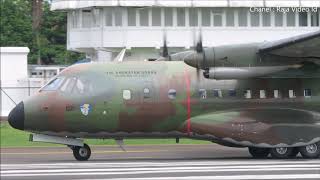 Pesawat CN235 TNI Angkatan Udara Take Off di Bandara Husein Sastranegara Bandung [upl. by Belden]