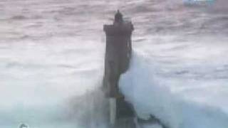 French lighthouses and VERY BIG waves during stormy weather  description [upl. by Aserehtairam]