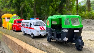 Driving CNG Auto Rickshaw Ambulance Police car and Nano Car by Hand on the Outer Wall [upl. by Neerol]