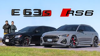 2021 Audi RS6 vs MercedesAMG E63S  DRAG RACE ROLL RACE amp Track Review [upl. by Emmalee]