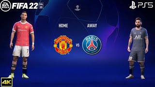 FIFA 22 PS5  Manchester United Vs PSG  UEFA Champions League  4k Gameplay [upl. by Alamap]