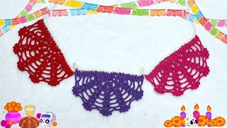 🕸 PAPEL PICADO PARA ALTAR DE DIA DE MUERTOS 💀 GUIRNALDA CROCHET HALLOWEEN  TUTORIAL PASO A PASO 🕸 [upl. by Aerahs355]