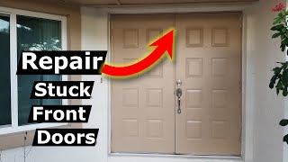 How to Fix Uneven Door Stuck Closed Door Frame Alignment [upl. by Anyad760]