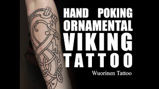 Wuorinen Tattoo  Hand poking a viking ornamental tattoo [upl. by Ahsilram]