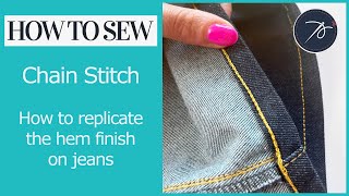 How to Create a Chain Stitch Hem on Jeans  Coverstitch Machine Juki MCS1800 [upl. by Ehav]