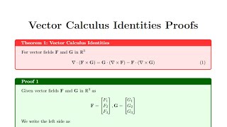 Vector Calculus Identities Proof of divFxG  GcurlF FcurlG  Calculus 34 [upl. by Atinyl]