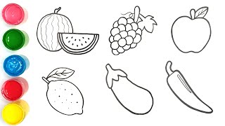 How to Draw Fruits amp Vegetables easy  step by step drawing  Easy Drawings [upl. by Anaul]