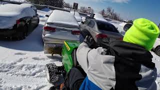 Snow plowing with a John Deere 1023R [upl. by Enalahs]