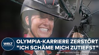 OLYMPIA IN PARIS Skandal Charlotte Dujardin schlägt Pferd 24 Mal in einer Minute – OlympiaAus [upl. by Airegin]