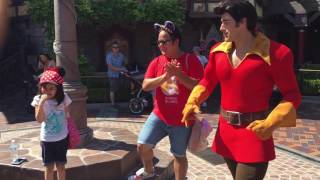 Real life Gaston live Show at Disneyland 2016 Fantasyland Anaheim [upl. by Aissila]