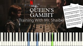 The Queens Gambit Training With Mr Shaibel  EASY PIANO TUTORIAL  SHEET amp MIDI [upl. by Wolk]