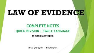 Notes of Evidence Act 1872 BALLB LLB evidence law legal [upl. by Audwen276]