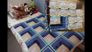 3D Mitred Granny Square CAL  Baby Blue Mitred Row Ep4 [upl. by Leaj608]