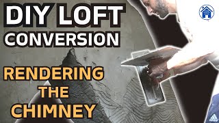 Loft Conversion part 45  DIY rendering a chimney breast Sand cement render for beginners [upl. by Enelra]