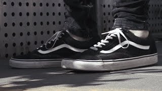 Vans Old Skool Black On Feet  4k [upl. by Ortrude]