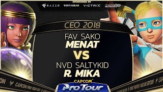 FAV Sako Menat vs NVD SaltyKid R Mika  CEO 2018  Pools  CPT 2018 [upl. by Singh1]