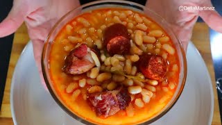 Como hacer FABADA ASTURIANA  Receta facil de Fabes o porotos blancos Caraotas Blancas [upl. by Alisen]