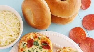 Easy Mini Bagel Pizzas Recipe [upl. by Ydnyc]