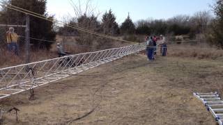 W5FRT 70 FOOT TOWER RAISING 2222014 PART 1 OF 2 [upl. by Annasiul611]