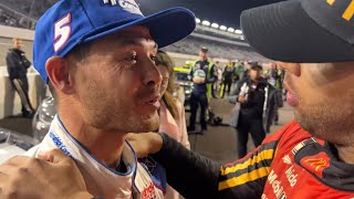 Bubba Wallace Grabs Kyle Larson to Apologize For Late Race Contact at Richmond [upl. by Abehsile743]