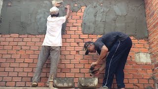 Render A Brick Wall  Sand And Cement Construction Rendering Techniques [upl. by Yellehs]