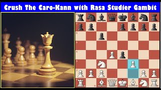 Crush the CaroKann With The RasaStudier Gambit II Chess Gambit Miniature [upl. by Lemmor]