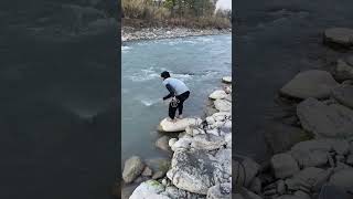 Wild Fishing Under Snowy Peaks 🏔️🐟 FishingNature MountainStreamsAdventure CatchAndRelease [upl. by Rowland33]