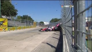 Dario Franchitti Huge Crash Houston GP Race 2 with interviews [upl. by Aihselat]